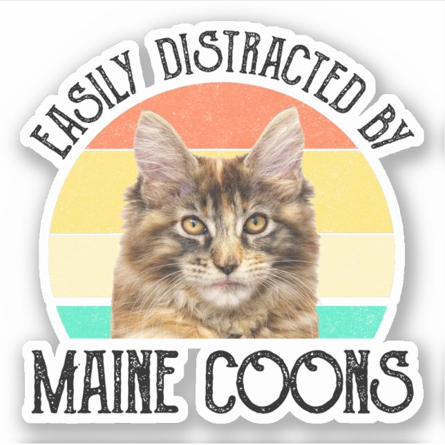 Easily Distracted By Maine Coons Sticker (Front)
