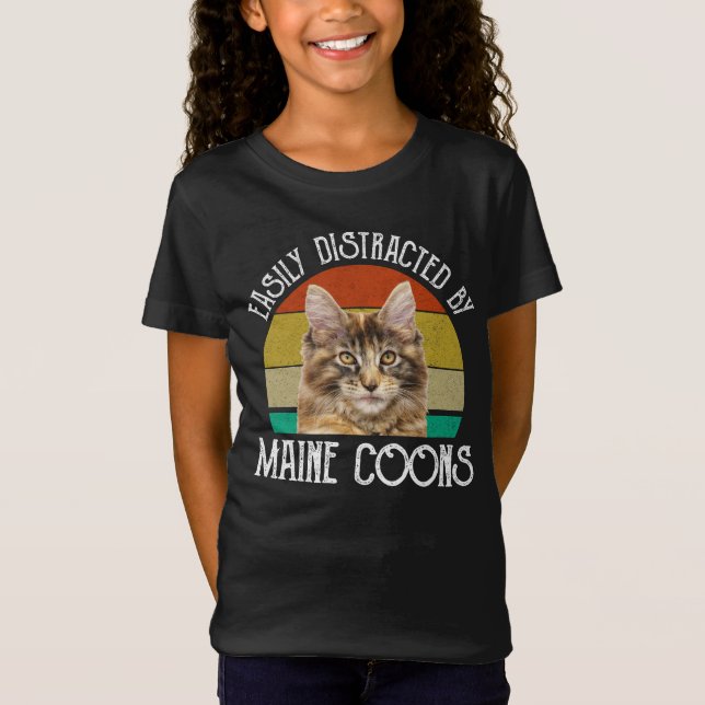 Easily Distracted By Maine Coons T-Shirt (Front)
