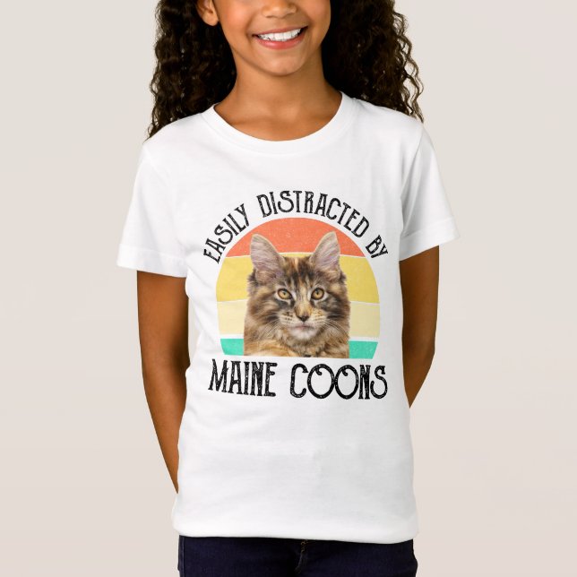 Easily Distracted By Maine Coons T-Shirt (Front)
