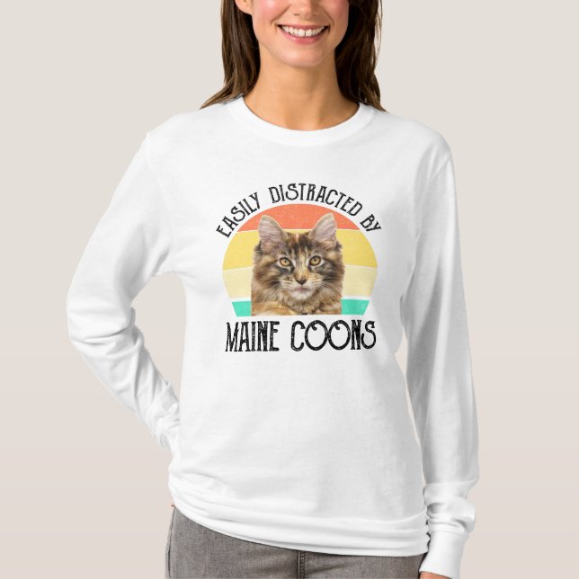 Easily Distracted By Maine Coons T-Shirt (Front)