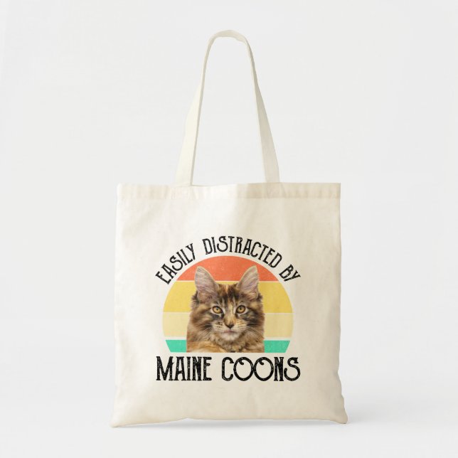 Easily Distracted By Maine Coons Tote Bag (Front)