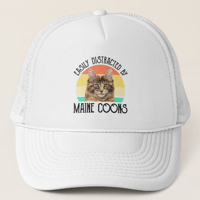 Easily Distracted By Maine Coons Trucker Hat (Front)