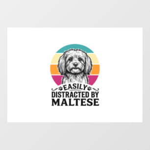 Easily Distracted By Maltese Vintage Dog Design_1 Window Cling