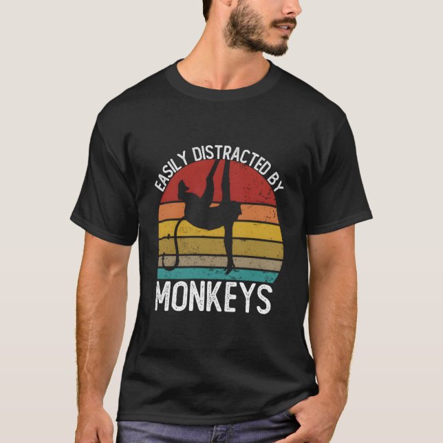 Easily Distracted By Monkeys Shirts Vintage Monkey (Front)