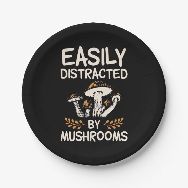 Easily Distracted By Mushroom Paper Plates (Front)