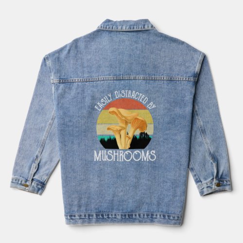 Easily Distracted By Mushrooms Chanterelle  Denim Jacket