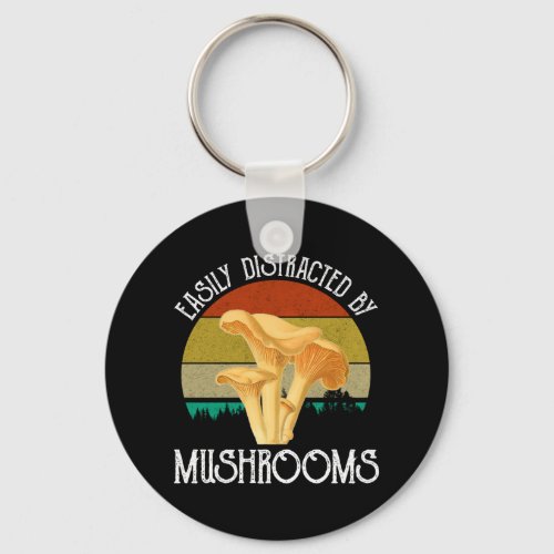 Easily Distracted By Mushrooms Chanterelle Keychain