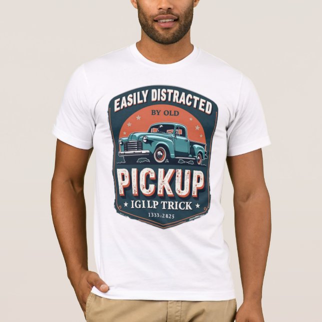 Easily Distracted by Old Pickup Trucks – Retro Cla T-Shirt (Front)