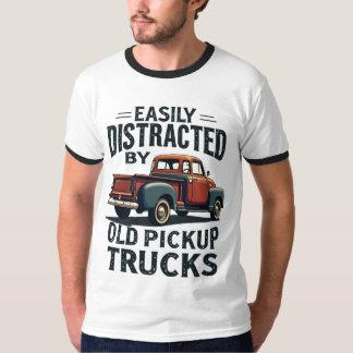 Easily Distracted by Old Pickup Trucks – Retro Vin T-Shirt