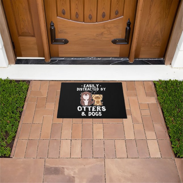 Easily Distracted By Otters and Dogs Funny Cute An Doormat (Outdoor)