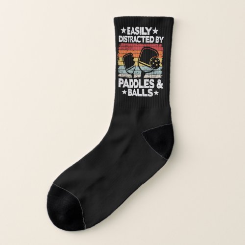 Easily Distracted By Paddles Balls Funny Picklebal Socks