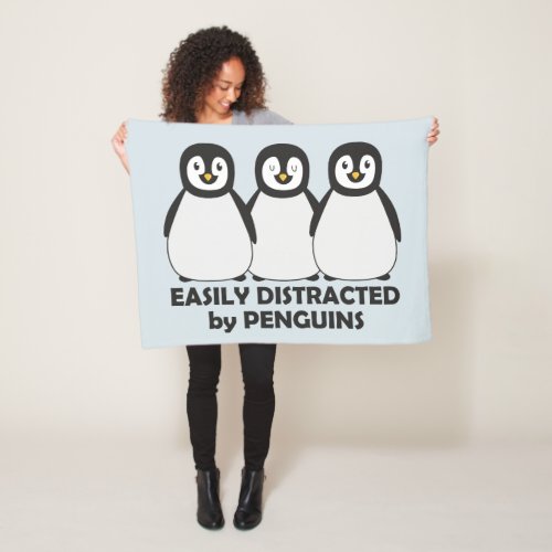 Easily Distracted by Penguins Fleece Blanket