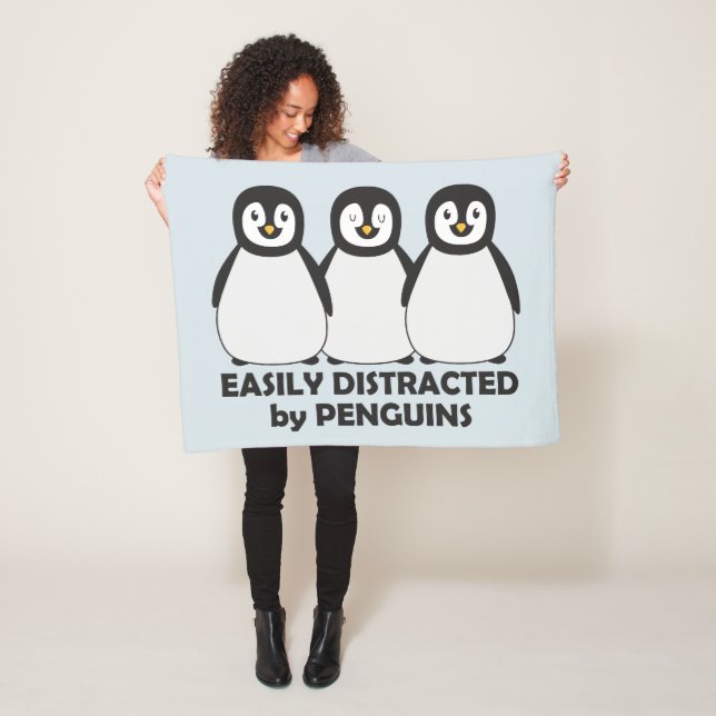 Easily Distracted by Penguins Fleece Blanket (In Situ)