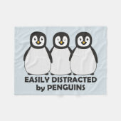 Easily Distracted by Penguins Fleece Blanket (Front (Horizontal))