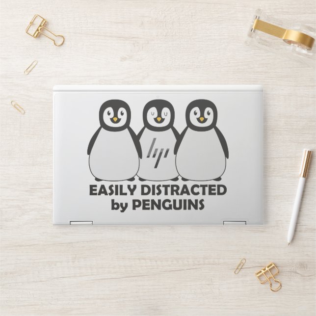 Easily Distracted by Penguins HP Laptop Skin (Desk)