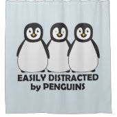 Easily Distracted by Penguins Shower Curtain (Front)