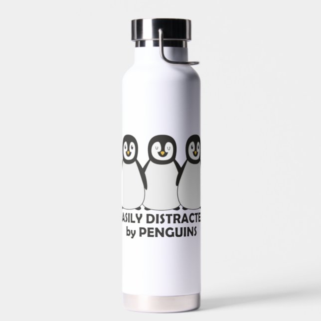 Easily Distracted by Penguins Water Bottle (Left)