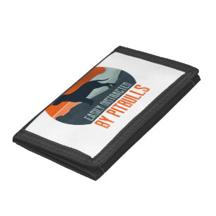 Easily Distracted By Pitbulls Dog Walking Trifold Wallet