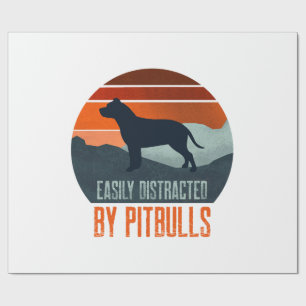 Easily Distracted By Pitbulls Dog Walking Wrapping Paper