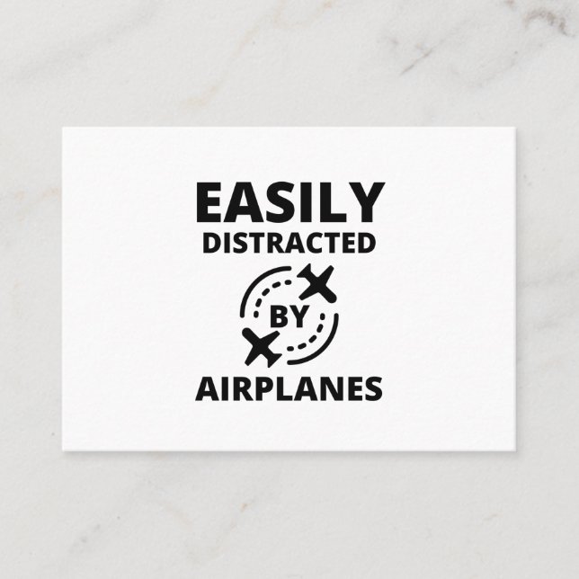 Easily distracted by planes funny pilot aviator calling card (Front)