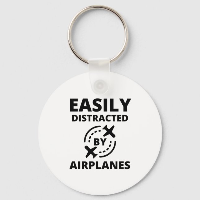 Easily distracted by planes funny pilot aviator keychain (Front)
