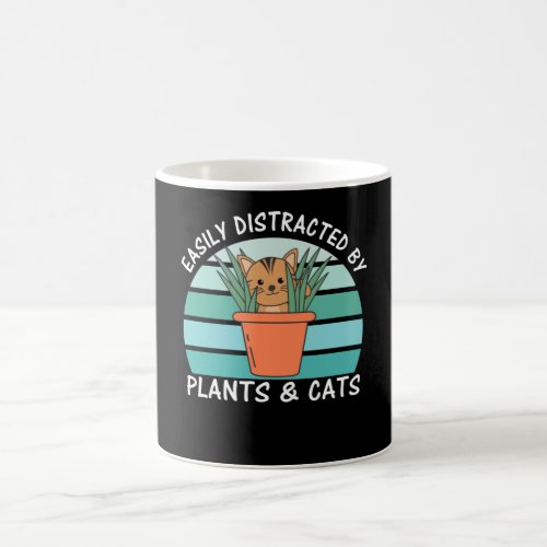 Easily Distracted By Plants And Cats Plant Cat Coffee Mug
