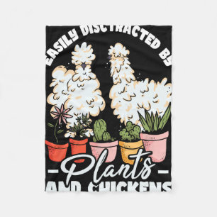 Easily Distracted By Plants And Chickens Silkie Ch Fleece Blanket