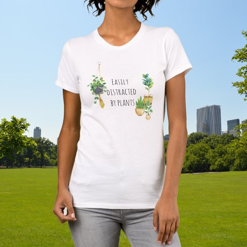 Easily Distracted by Plants Boho Watercolor Plants T_Shirt
