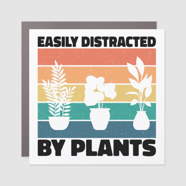 Easily Distracted By Plants Planting Love Colorful Car Magnet (Front)