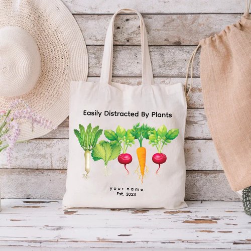 Easily Distracted By Plants  Watercolor vegetable Tote Bag