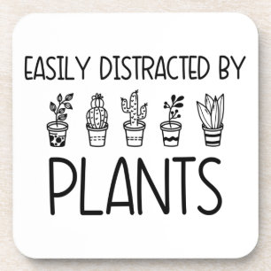 Easily Distracted by Plants White Coaster Set