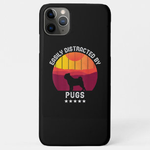 Easily Distracted By Pugs Retro Pug Dog Lover iPhone 11 Pro Max Case