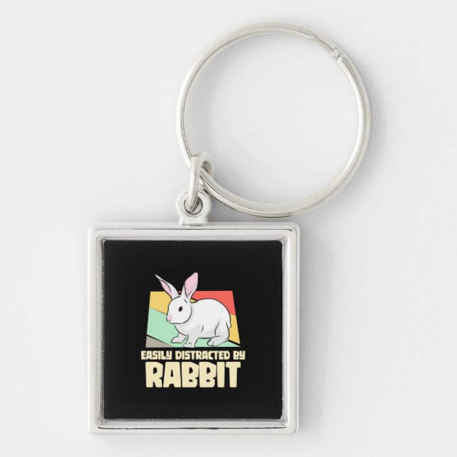 Easily Distracted By Rabbit Keychain (Front)