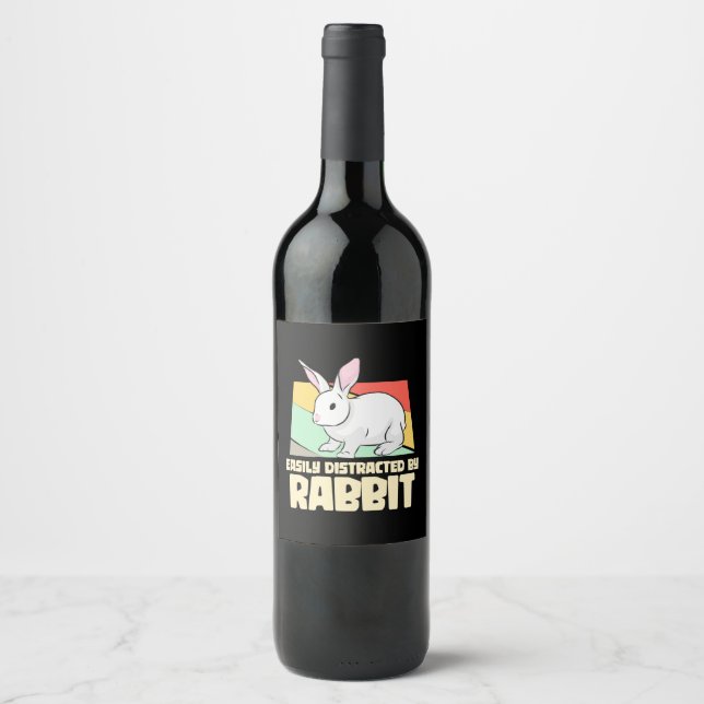 Easily Distracted By Rabbit Wine Label (Front)