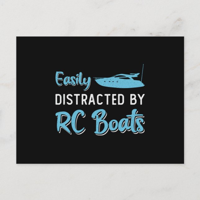 Easily Distracted By RC Boats Model Funny RC Boat Postcard (Front)