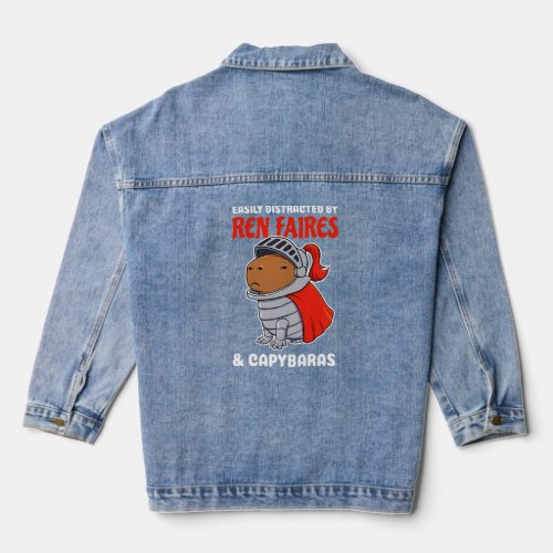 Easily Distracted by Ren Faires and Capybaras toon Denim Jacket