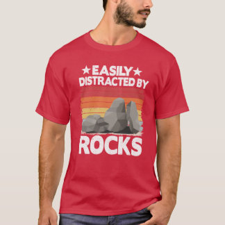 Easily Distracted By Rocks Collector Mineral Retro T-Shirt