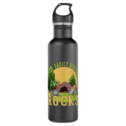 Easily Distracted By Rocks Funny Geology Rock Coll Stainless Steel Water Bottle