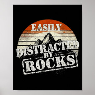 Easily distracted by rocks vintage sunset geology poster
