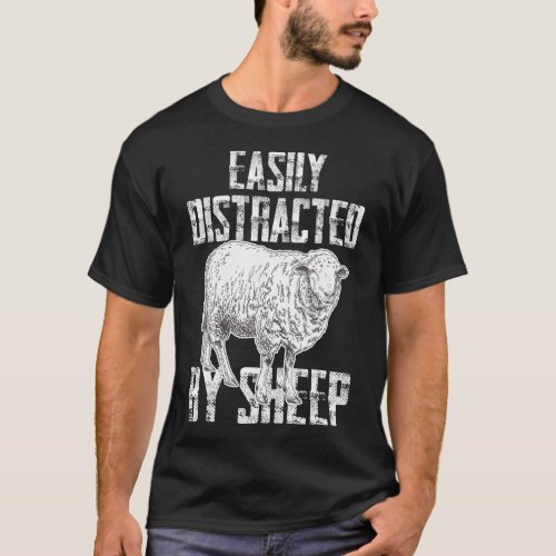 Easily Distracted By Sheep Loves Farm Animal T_Shirt