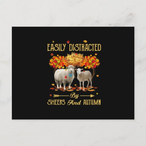 Easily Distracted By Sheeps And Autumn Fall Season Postcard