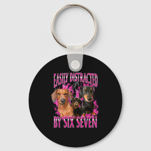 Easily Distracted By Six Seven 67 Meme Dachshund W Keychain