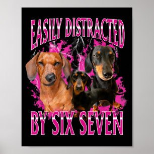 Easily Distracted By Six Seven 67 Meme Dachshund W Poster