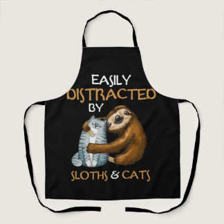 Easily Distracted By Sloths And Cats Sloth Lover Apron