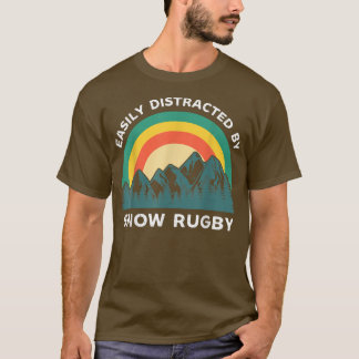 Easily Distracted By Snow Rugby Funny Winter Sport T-Shirt