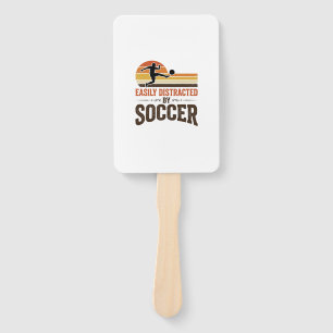 Easily Distracted By Soccer Vintage Shirt Design_1 Hand Fan