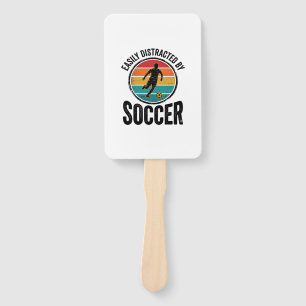Easily Distracted By Soccer Vintage Shirt Design ( Hand Fan