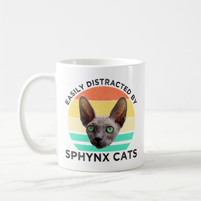 Easily Distracted By Sphynx Cats Coffee Mug (Left)