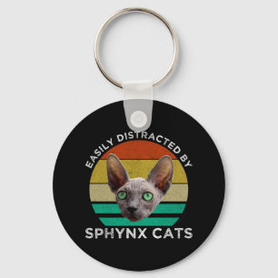 Easily Distracted By Sphynx Cats Keychain