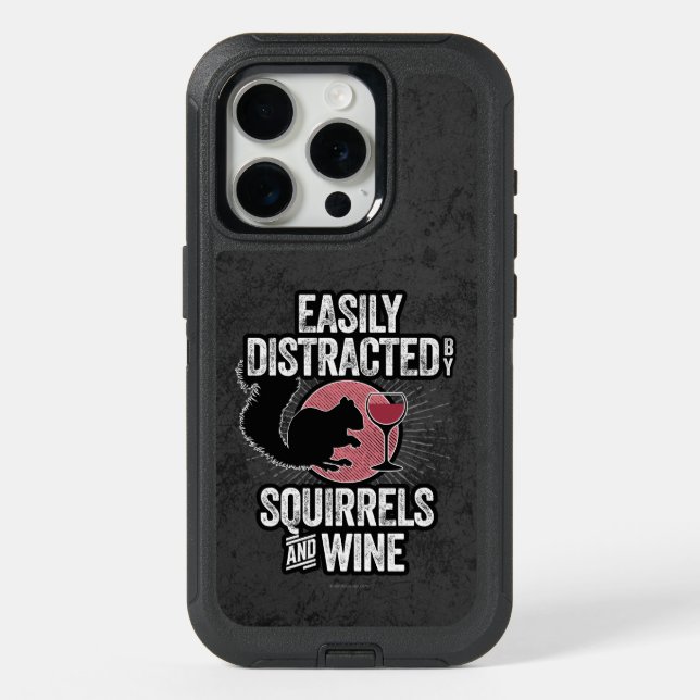 Easily Distracted by Squirrels and Wine iPhone 15 Pro Case (Back)